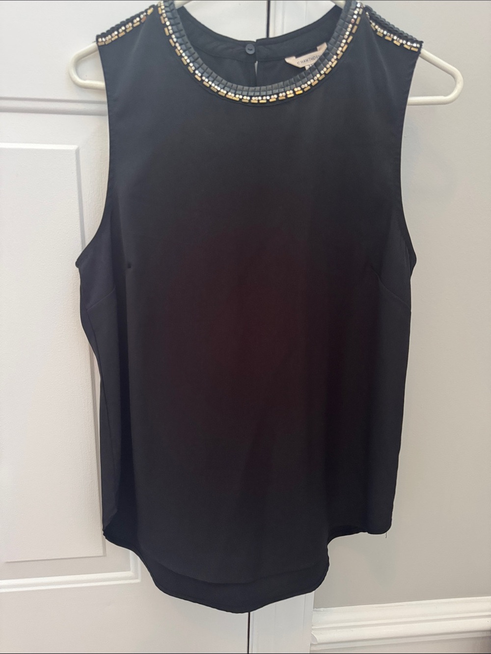41 Hawthorn Black Sleeveless Top with Beaded Neckline